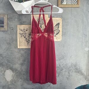Elegant Red Lace Nightgown